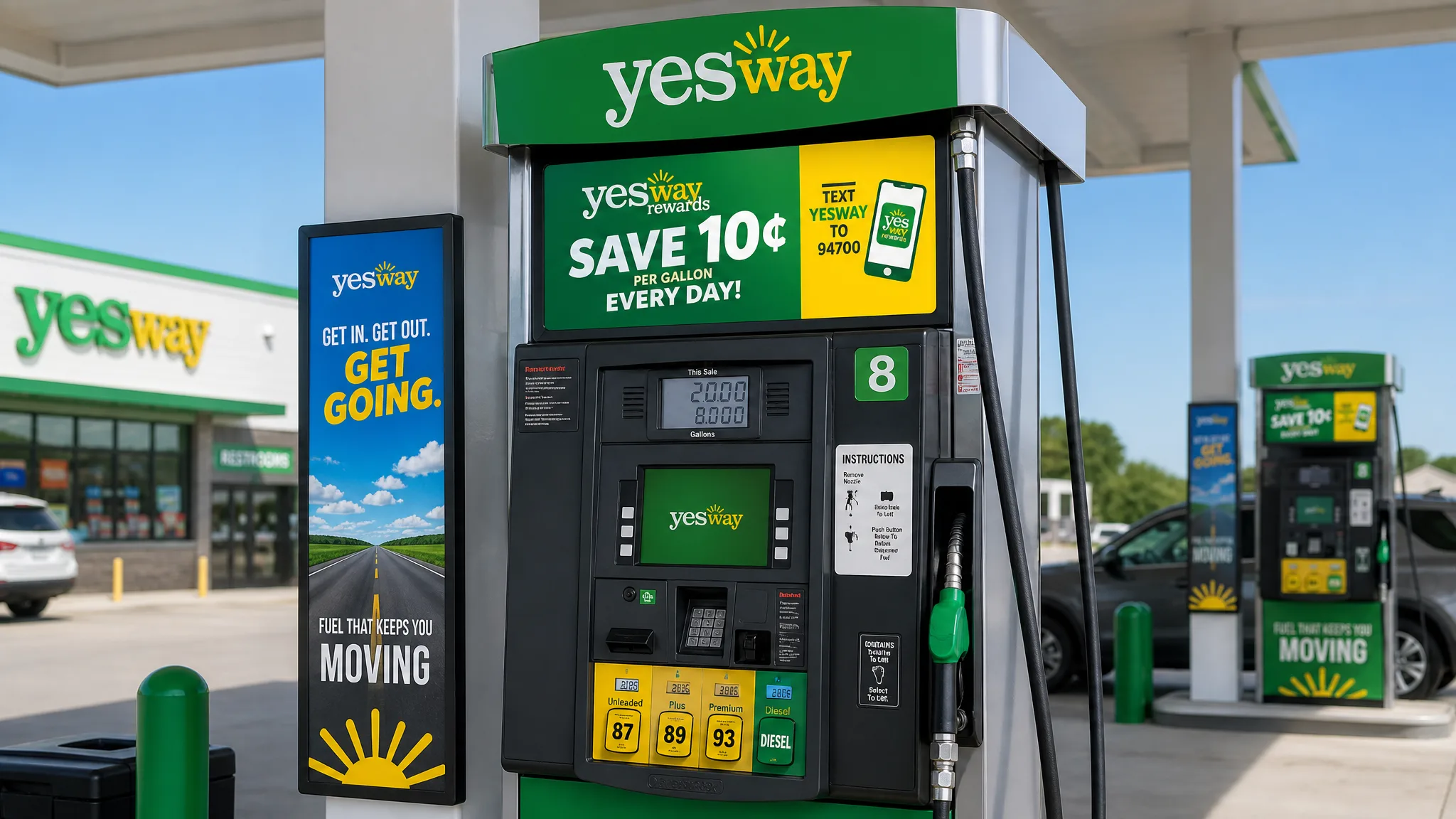 Aloha Petroleum fuel pump with branded signage and rewards promotion